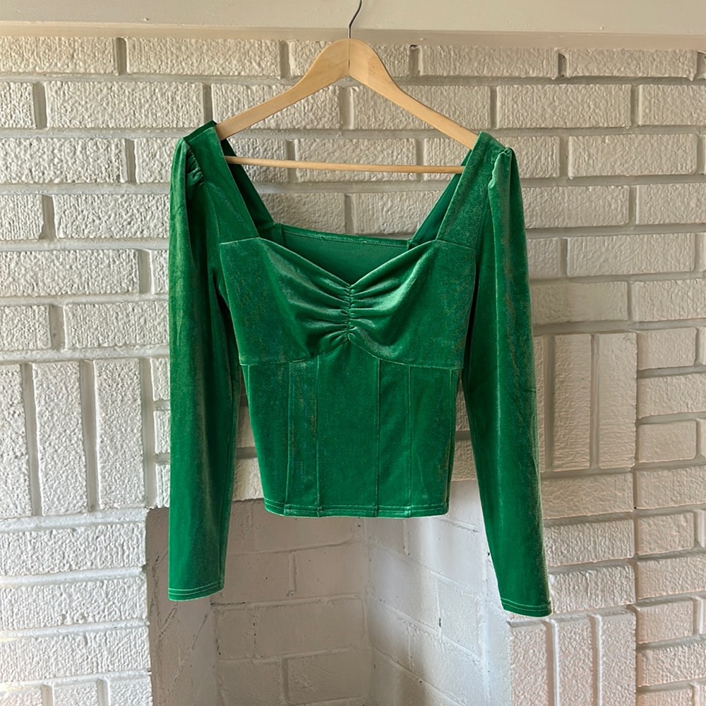 Green velvet corset top